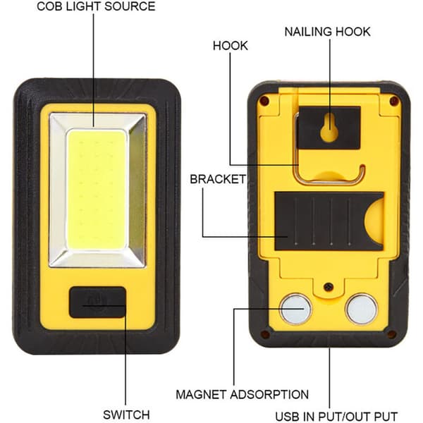 Rechargeable LED Work Light Waterproof COB Work Lamp 3 Lighting Modes Portable Lamp for Car Repair Camping