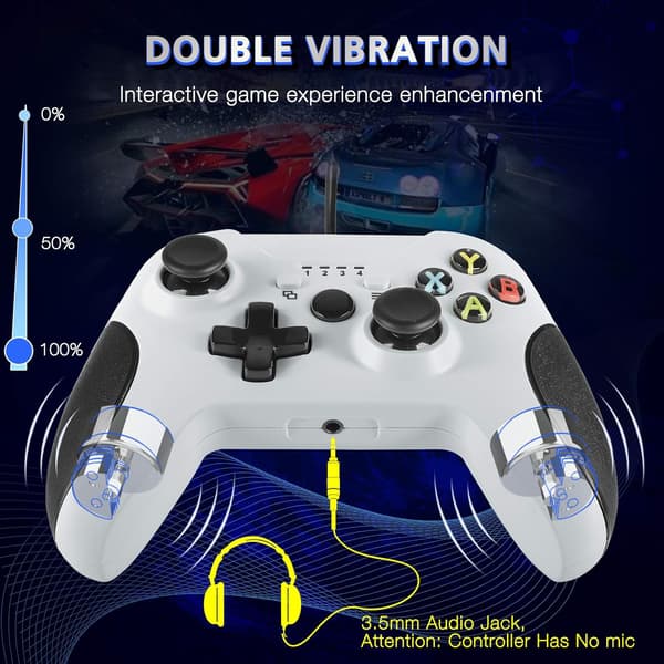 Kablet controller til Xbox One, kablet gaming controller med modekontrol, dobbelt vibrationsdesign til Xbox One/X/S/PC med Windows 7/8/10