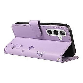 Compatible Leather Wallet Case with Dandelion Print (Purple) for Samsung Galaxy S25+ / S24+