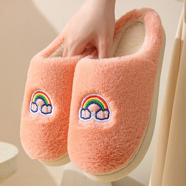 Höst- och vintertofflor i bomull för par, varma inneskor, tjocka, bekväma hemtofflor, pälsfodrade utomhusskor för män, rosa Pink Pink 38-39