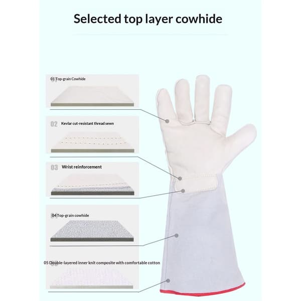 Kryogenhandskar 14,2 \"/36cm långa LN2-skyddshandskar för mittarm