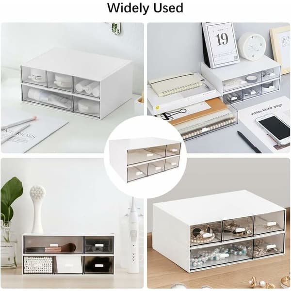 Desktop Organizer with 5 Drawers, 2-Tier Stackable Desk Storage Box, Desk Organizer for Office Supplies, Home Storage