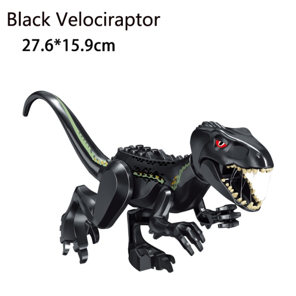 Stor Dinosaur Block Assembly leksak - Svart Velociraptor