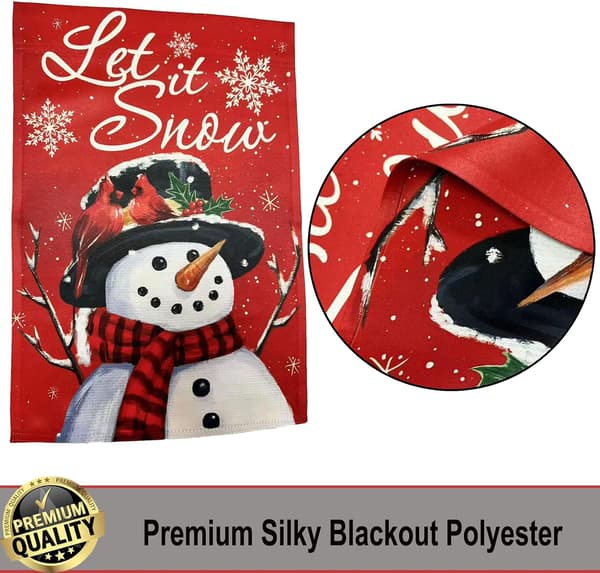 Let It Snow Snemand Julehaveflag 12x18 Dobbeltsidet