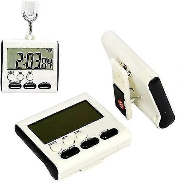 Multifunksjonstimer Baketimer Elektronisk Påminnelse Kjøkkentimer 2 Deler Svart A