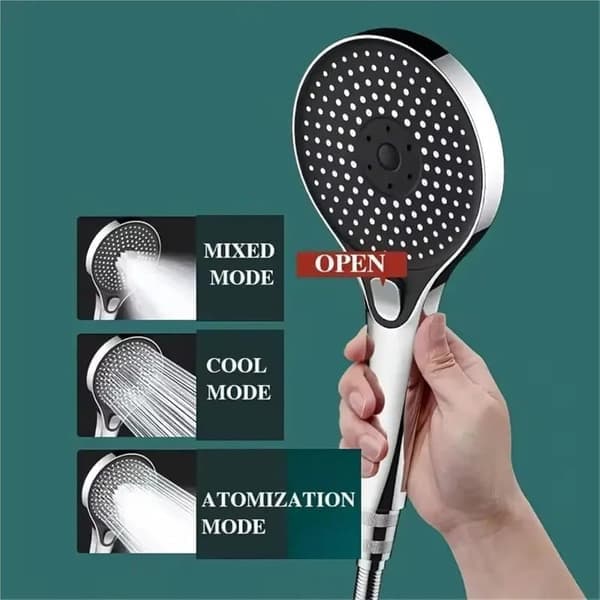 High-Pressure Shower Head with Large Panel – Pressure-Boosted, Super Powerful Rain Shower for Bathroom