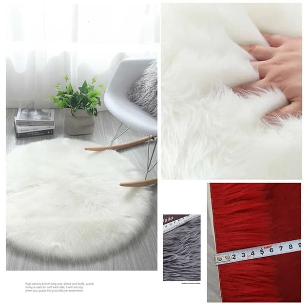 Rund fluffy teppe fluffy lang luv raggete teppe dyp luv løper stue (svart)