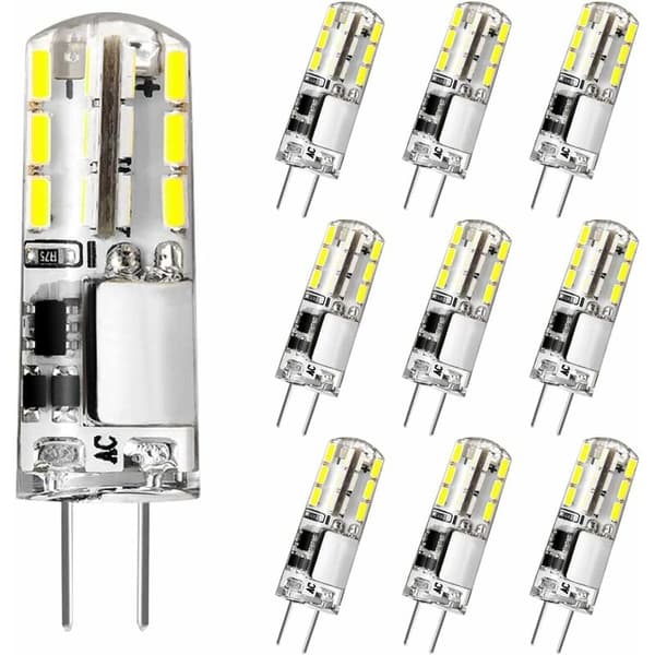 G4 LED Bulb 12V 2W, Cool White 6000K, 180LM, Non-Dimmable, 10-Pack, Compatible with Halogen Bulbs
