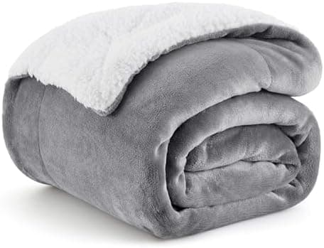 Sherpa Sofatæppe Fleecetæppe - Grå Rutet 150x200, 2 Personer Blødt og Varmt