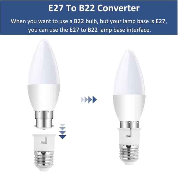 2 pcs E27 to B22 Socket Converter, Screw to Bayonet Lamp Socket Adapter, ES to BC Lamp Base Adapter
