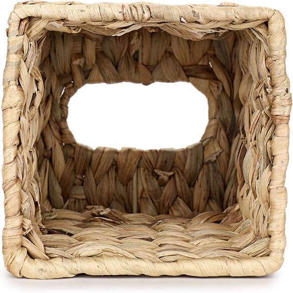 Tissue Box Holder - Square Tissue Box Cover - Woven Basket Tissue Cube Case - Decorative Woven Facial Tissue Holder on Table