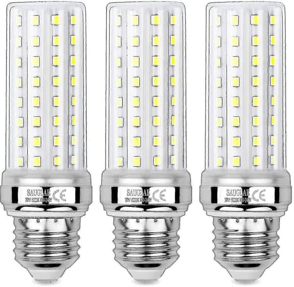 20W LED Corn Bulb, Equivalent to 150W Incandescent Bulb, 6000K Cool White Light, E27 Edison Screw Base, 3-pack