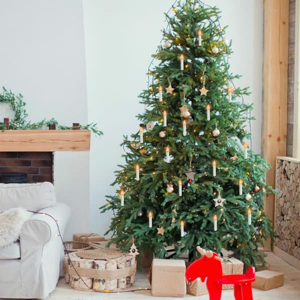 Bright Christmas wreath 10-tweezer lights, 7-button remote control with warm white light