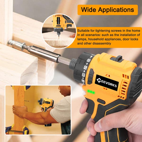 Cordless Screwdriver with Brushless Motor, Equipped with LED Work Light and an Efficient Cooling System