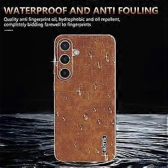 AZNS Compatible with Samsung Galaxy S25 Case Electroplating Crocodile Texture PU+TPU Phone Case (Brown)