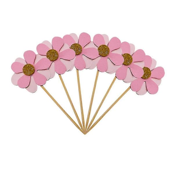 6 stk. Flicker Blomsterblad Kake Toppers Rosa