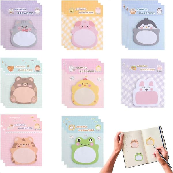 640 Sheets Animal Sticky Notes Set for Kids Novelty Self-Stick Notes Fun Sticky Note Pads Mini Memo Pads (8 Styles)