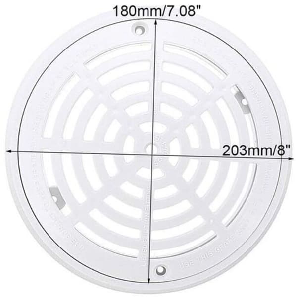Pool Drain Grate Round Bottom 18 x 20.3 cm White