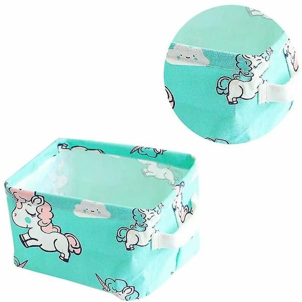 Cartoon Storage Box with Waterproof Coating, Unicorn Pony Desktop Storage Box (Blue)