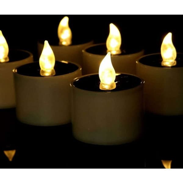 6 stk. LED-solcellelys bryllupsdekorasjon romantisk varmhvit LED-telys