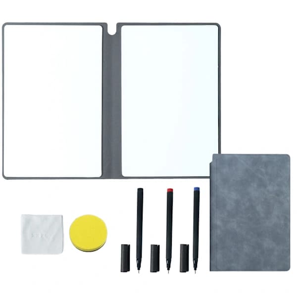 Ny A5 Whiteboard, Genanvendelig Sammenfoldelig Whiteboard Notesbog til Erhverv, Kontor, Skole og Hjem Grå