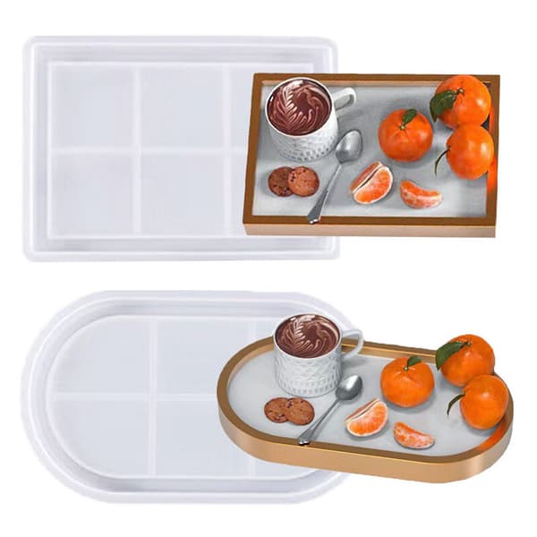 Oval Silikonform Pan Rektangulär Oval Form Gjutform Gipsform Hartsform Blomkruka Bas Hantverk DIY Gipsform 1 Styck (Rektangulär)