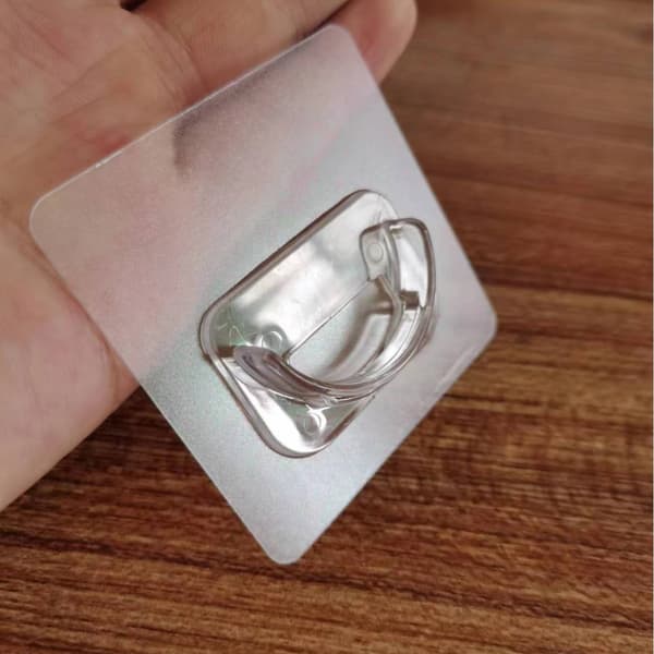 Självhäftande duschdraperistångshållare 2-pack, transparent spännfäste, ingen borrning (stång ingår ej) lämplig för duschdraperi