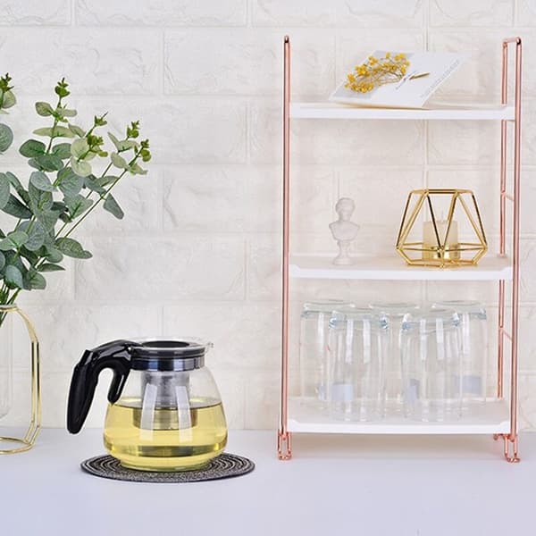 Stackable Kitchen Shelf Multifunctional Desktop Iron Shelf Bathroom Kitchen Spice Storage Rack Silver 2 Tiers