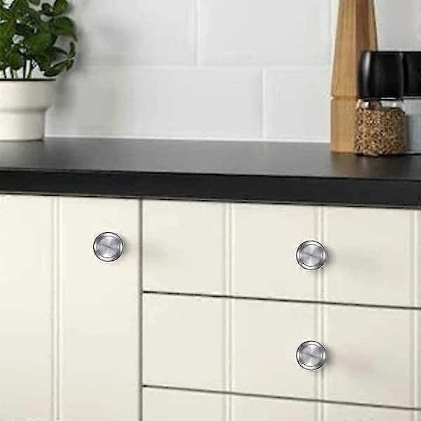 Round Cabinet Knobs 30-Pack Stainless Steel Mushroom Shaped Drawer Pulls for Kitchen Cabinets Dressers and Doors Silver 30mm