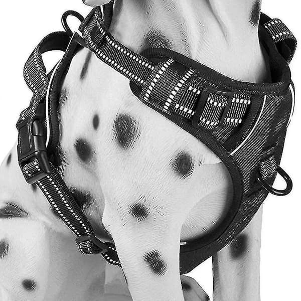 No-pull dog harness padded adjustable pet vest harness for large dogs training or walking (M, Black)