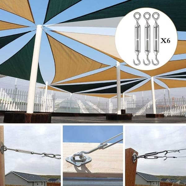 Sæt med 6 wirestrammere - Krogstrammere - Rustfri strammere - Til tung brug (M5)