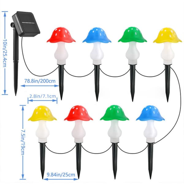 LED-aurinkosienilamput 8 tilaa IP65 värit puutarha
