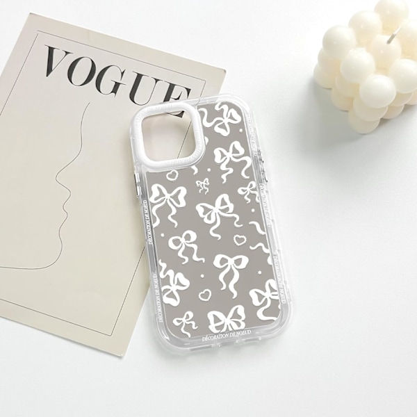 Yhteensopiva iPhone 15 Pro Max Kuori Söpö Peili Rusetti Rakkaus Sydän Kuvio Tytöille Nauha Design Iskunkestävä Suojaava Puhelin iPhone 15 Pro Max