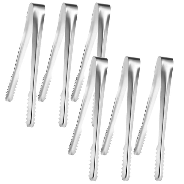 6-pack tänger i rostfritt stål, 15 cm tänger, sockertänger, sockertänger