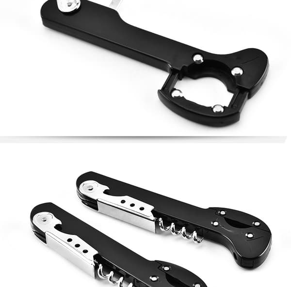 Double-Hinged Corkscrew Classic Black Wine Corkscrew with Retractable 4-Wheel Foil Cutter, 3 in 1, for Opening Bottles, Beer, Compact