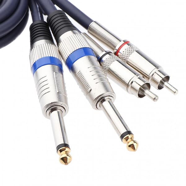 Dobbel 1/4 6,35 mm til Dobbel Phono RCA Lydkabel for Mikser Forsterker 1m