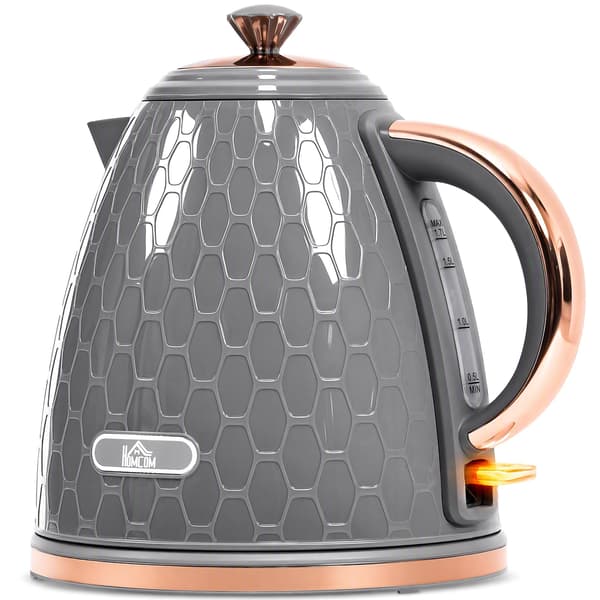 Vattenkokare, 2200W, 1,7L, Grå, Snabbkokning, Filter