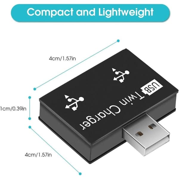 2x USB2.0 2 porte, bærbar 2-ports USB-hub, han til dobbelt USB-hunadapter til bærbare computere stationære computere (sort)