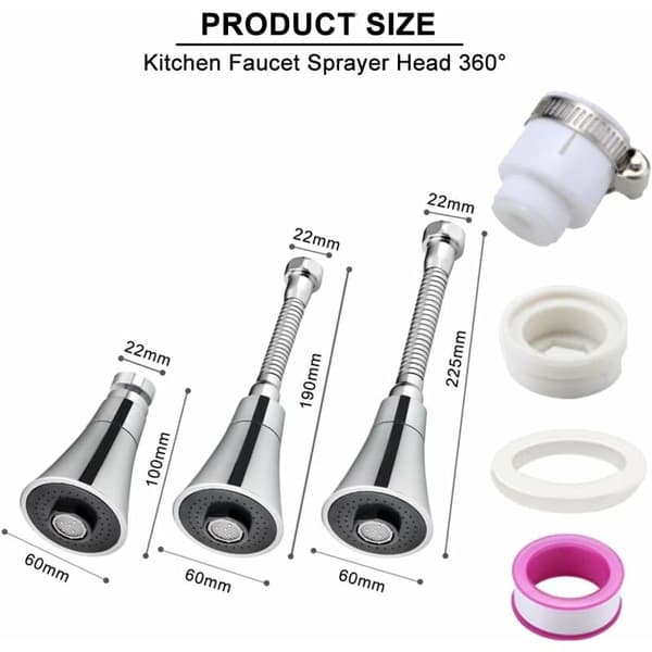 Stainless Steel Kitchen Faucet Head with Pull-Down Function, 360° Rotatable Splash-Proof Sprayer 19cm