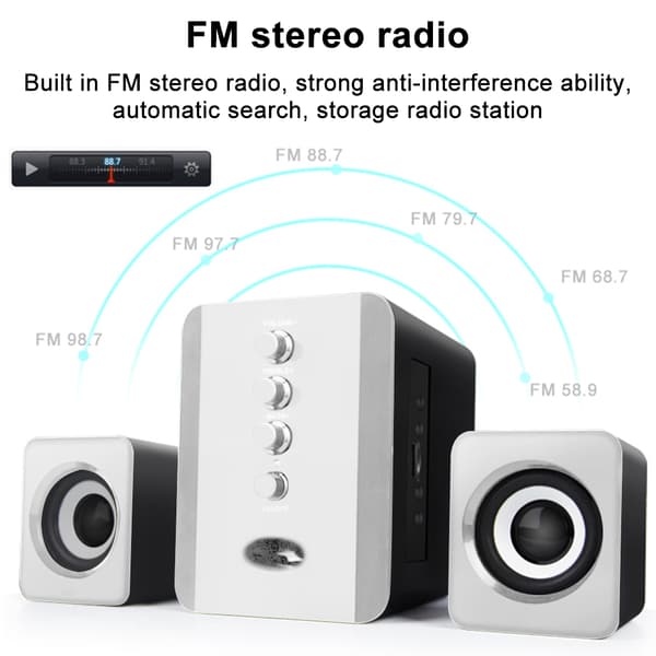 Mini USB 2.1 Kablet Combo Højttaler Bas Musik Subwoofer til Skrivebord Bærbar Tablet Smartphone-Sort og Hvid