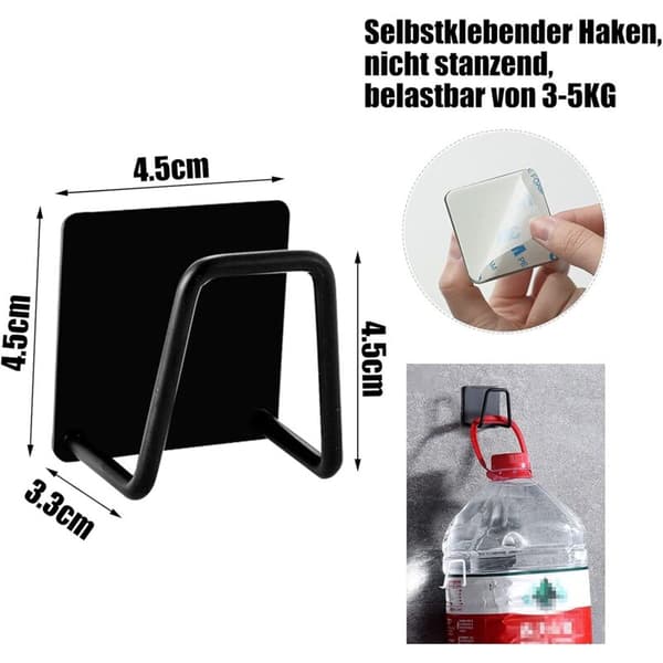 2 selvklæbende svampeholdere, til køkkenet, montering uden boring, rustfrit stål, rust- og vandtæt, sort
