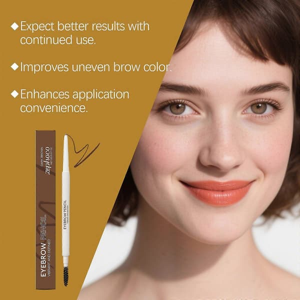 Zephoco Dark Brown Double-Headed Brightening Eyebrow Pencil, Smooth Eyebrow Shape Modification, Soft Color Rendering, Three-Dimensional Makeup Eyebrow Pencil