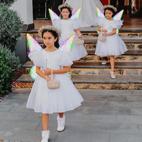 LED-hårbånd til voksne med glitrende fevinger og stjerner til karneval, hvid