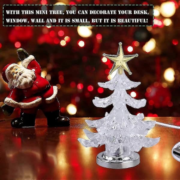 Flerfarget LED-juletre med USB-strøm for skrivebordsdekorasjon