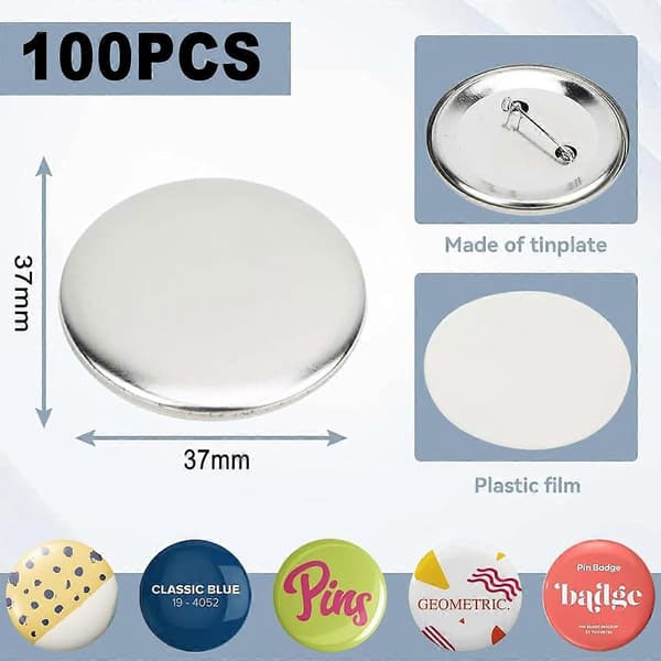 100 sæt 37 mm mærkenåle, knapdele, materialer til mærkefremstilling, gør-det-selv-materialer