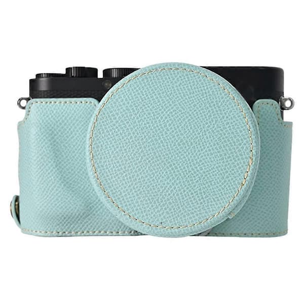 For Leica D-Lux 8 Camera Base with Lens Cap Shoulder Strap PU Leather Protective Case - Baby Blue