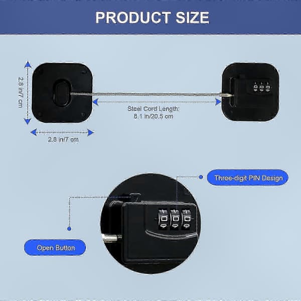 2-pack combination lock for refrigerator, self-adhesive childproof combination lock for cabinets and freezers