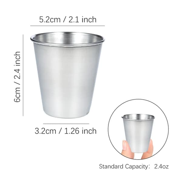 12 stycken shotglas 70 ml i rostfritt stål