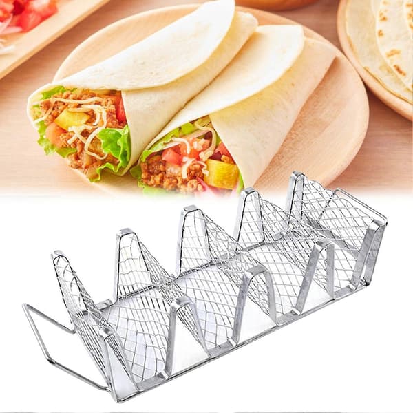 Stainless Steel Taco Holder, Taco Shell Holder, Stand for Oven Baking, Rust-proof Taco Tray, Holds 4 Tacos, Rack for Crispy Shells