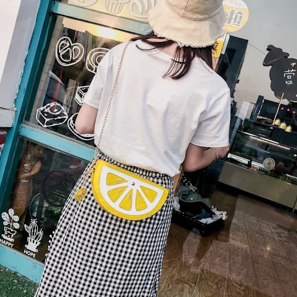 Personal Funny Fruit Lemon Bag, Single Shoulder Diagonal Straddle Chain Bag, Mobile Phone Ladies Bag, A